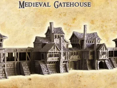 Medieval Gatehouse Tabletop Terrain 28 MM 3D print model