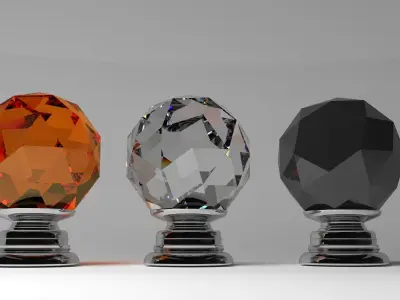Crystal Faceted Cut Glass Knob 3D model