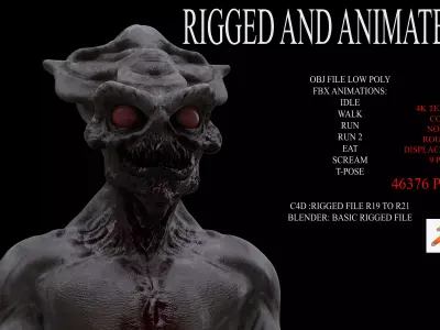 ALIEN CREATURE Low-poly 3D model