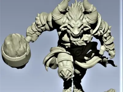 Minotaur demon holding sword 3D print model