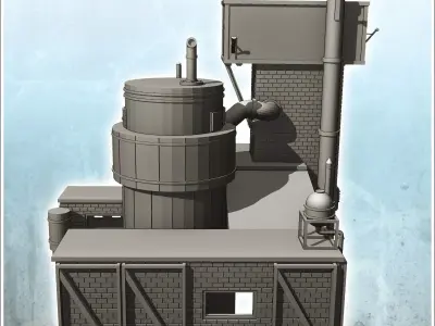 Brick industrial plant with large tank and elevated cabin 20 - M 3D print model