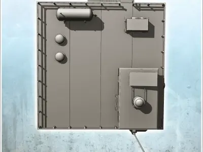 Industrial garage with rooftop annex and long antenna intact ver 3D print model