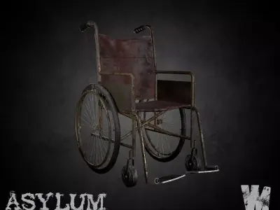 Old wheelchair Low-poly 3D model