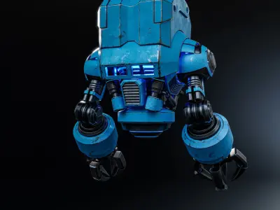 Cute Space Robot Rigged G-58 Blue 3D model