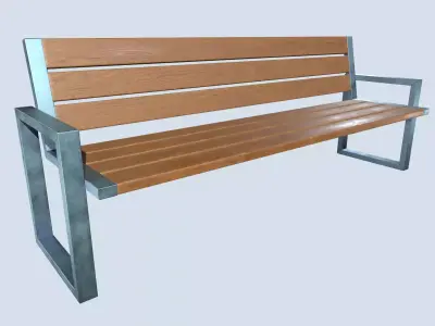 Street bench low poly pbr game ready Low-poly 3D model 5