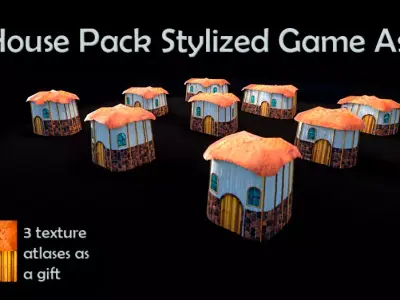 9 House Pack Stylized Game Asset Low-poly 3D model