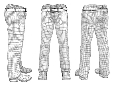 Cowboy Jeans With Shoes Low-poly 3D model