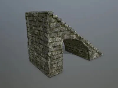 stairs stone wall Low-poly 3D model