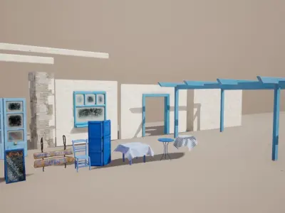Greek Tavern modular Low-poly 3D model