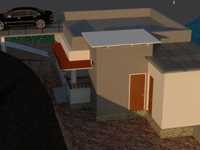 exterior house on side of hill 3D model