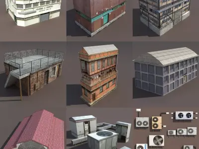 Derelict Factory PACK Low-poly 3D model