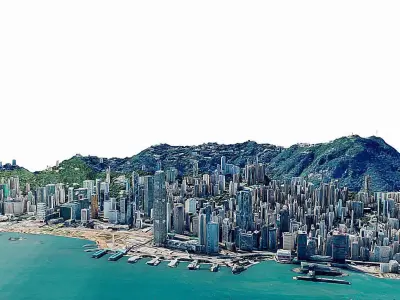 Hong Kong Skyscraper- city Low-poly 3D model