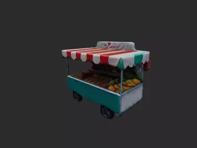 Food Stall low poly 3D model