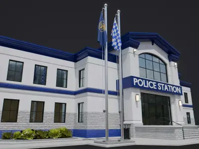 Modern Police Station Low-poly 3D model
