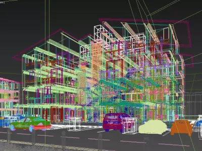 Modern Cubic Apartment Building - High-Detail Urban Architecture 3D model