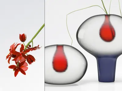 Two Vases and Flower 3D model