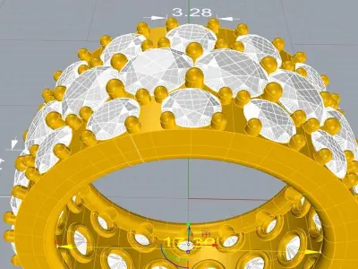 Diamond Pave Band Ring Printable 3D Model 3D print model