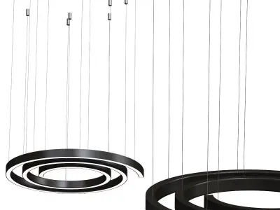 CONCEPT circular light fixture with two wires hanging from it 3D model