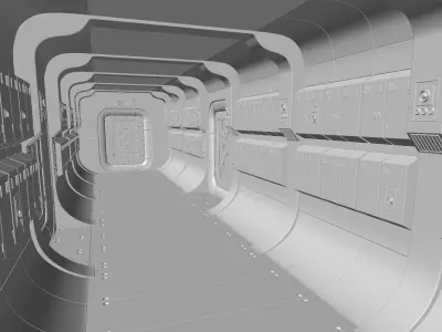 Corridor Interior Scene Low-poly 3D model