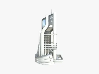 SciFi Building A02 White Gray - Sci Fi Exterior Design Low-poly 3D model