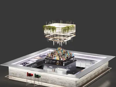 cocktail bar 01 Cafe-Bar Low-poly 3D model