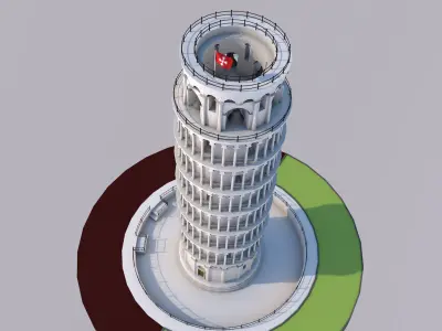 Highly Detailed Low Poly Leaning Tower of Pisa  Low-poly 3D model