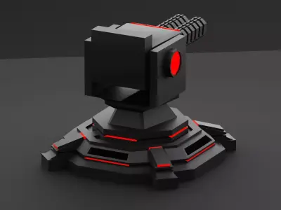 Stylized Sci-fi Turret Low-poly 3D model