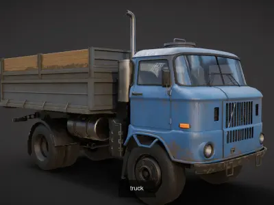 IFA w50 lorry trucks game ready assets 3D Model Pack