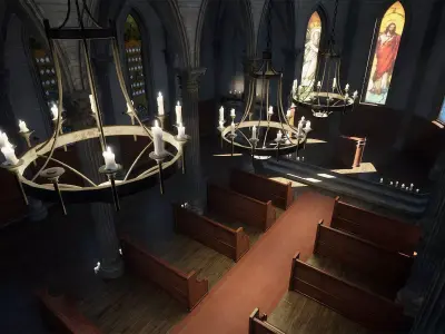 Church Interior Low-poly 3D model buy