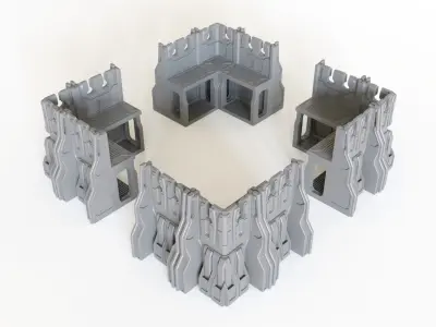 SciFi Ready-to-print Wall sections for tabletop gaming 3D print model
