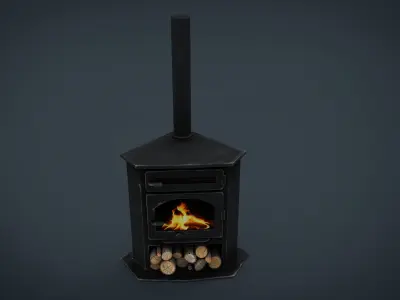 Corner Stove Low-poly 3D model