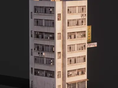 LOW POLY - ASIAN TOWER BLOCK 8K TEXTURES Low-poly 3D model
