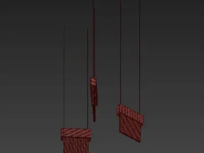 MONDRIAN three gold and pendant lights hanging from ceiling 3D model