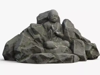 Rock Buddha 1003 - Grey Jagged Stone Low-poly 3D model