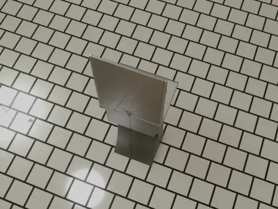 Public Metal Sci-Fi Sink - 40 - with Mirror Low-poly 3D model