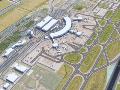 Brisbane Airport 10km Low-poly 3D model