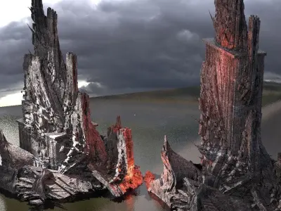 Ancient Stone Wraith Towers 3D model