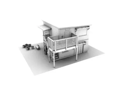Wooden House Low-poly 3D model
