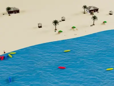 3D Beach house in desert 3D model