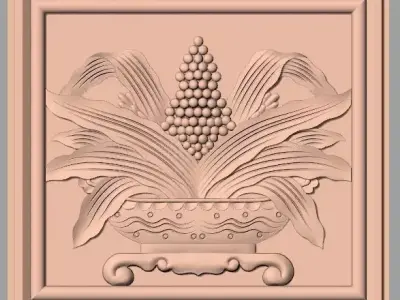 Door flower 3d relief models used for CNC router E004 3D model
