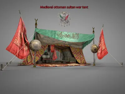  Medieval ottoman sultan war tent 3D model
