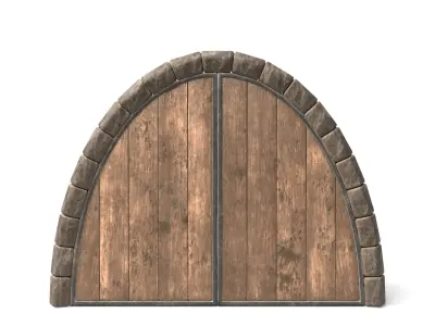 Hobbit Style Medieval Wooden Door  Low-poly 3D model