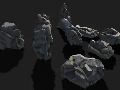 Mountain cliff Rocks - PBR Pack 02 Low-poly 3D model