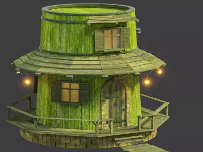Cartoon house  Low-poly 3D model