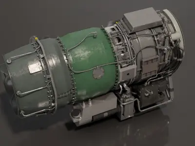  Cutaway Turbofan Jet Engine 