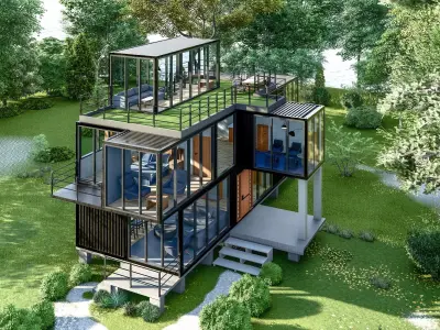 Fully Completed architectural shipping Container House 3D model