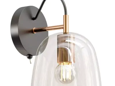 Lumion-Joseph-5 wall light with glass dome and copper finish 3D model