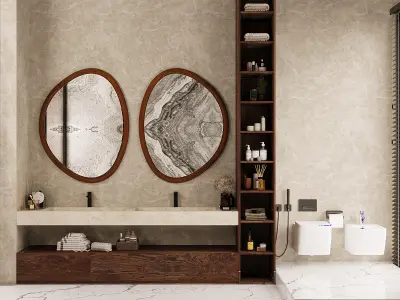 livingroom and bathroom 3D model