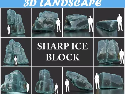 Low poly Ice Block 190302 Low-poly 3D model