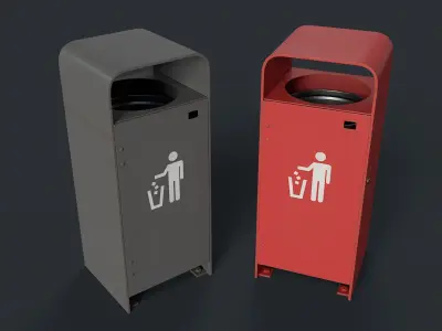 Street Trash Can 12 PBR Game Ready Low-poly 3D model